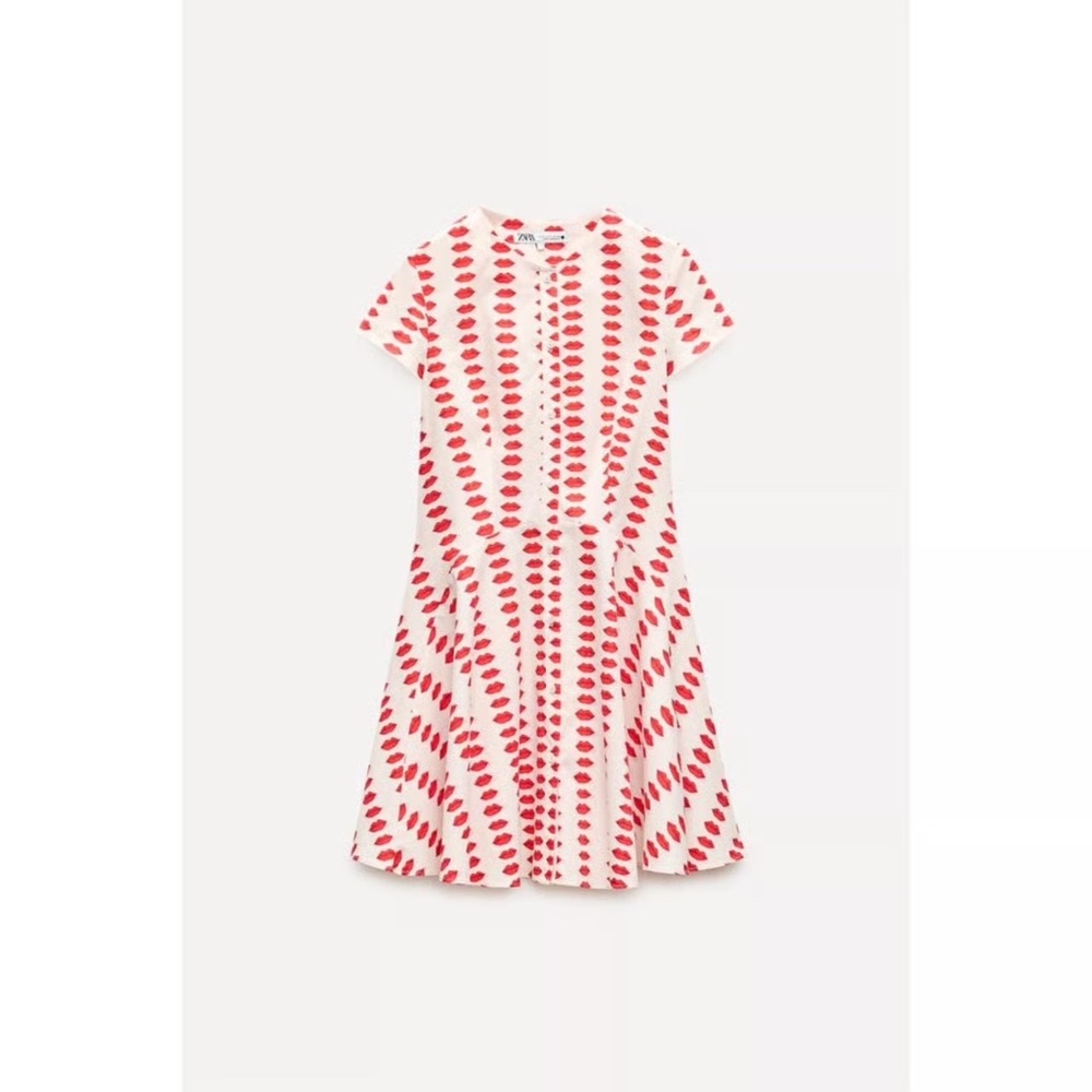 Zara Collection Skater Printed Kiss Lips Dress LIKE NEW SZ M
